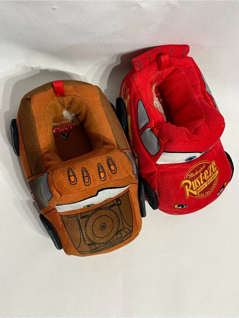 Toddler size 7/8 Disney Pixar CARS Lightning McQueen & Tow Mater Plush Slippers